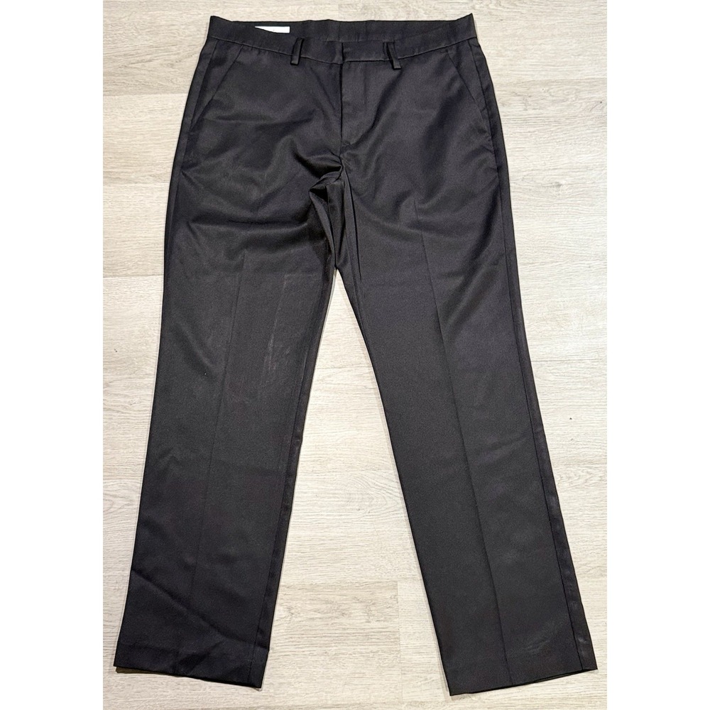 Perry Ellis Portfolio Twill Dress Pants Men's 32x30 Black Modern Fit Flat Front